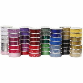 Lace tape set, b: 15 mm, diverse kleuren, 56x3m
