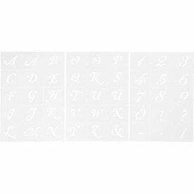 Letters en cijfers sjabloon, H: 20-30 mm, A5, 148x210 mm, 3 vel