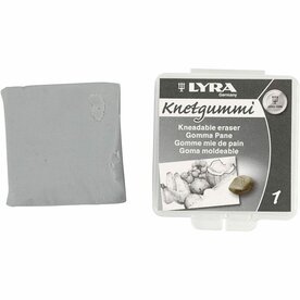 Lyra - Kneedgum - Kneetbare Gum - Grijze Boetseergum - Creatieve Hobbygum - DIY Gum Voor Tekenen En Modelleren - Afmeting 30x30x10mm - 1 Stuk