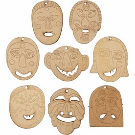 MDF Maskers &ndash; Kleine Houten Maskers &ndash; DIY Maskerdecoratie &ndash; 5,5&ndash;7 Cm &ndash; 24 Stuks
