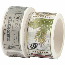 Masking Tape Set &ndash; Tickets &amp; Natuur &ndash; 20+25mm &ndash; 2 Rollen