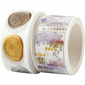 Masking Tape &ndash; Zegels &amp; Landschappen &ndash; 20+25 Mm &ndash; 2 Rollen