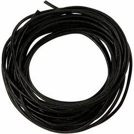 Leerkoord - Zwart Leren Koord - Hobbykoord Van Leer - Leather Cord - Draad Voor Sieraden Maken - Macram&eacute; Koord - Zwart - Dikte 2mm - Lengte 4m - 1 Rol