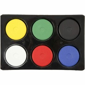 Waterverf Palet - Aquarelverf Palet - Primaire Kleuren Verf - Pigmentrijke Verf - Waterbased Verf - Aquarel Hobbyverf - Intense Kleuren - &Oslash; 57mm Verf Tabletten - Zwart Rood Wit Geel Groen Blauw