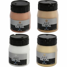 Metallic verf set goud koper zilver | Acrylverf metallic | Metallic hobbyverf set | Glanzend | 4 x 250 ml | 4 stuks