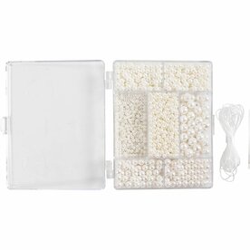 Creatieve Box sieraden, Halskettingen en armband, wit parelmoer, 1 doos