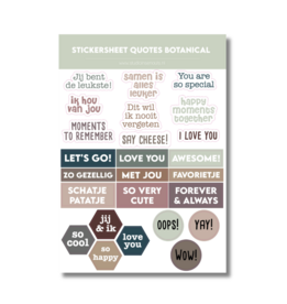 Quote stickers | Stickervel met teksten | Journaling &amp; scrapbook stickers | Botanical