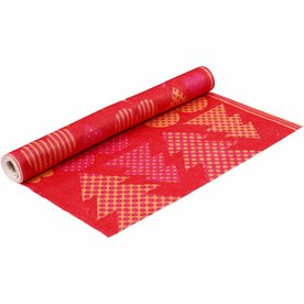 Oranje/rood vilt met motief &ndash; Vilt oranje rood &ndash; Hobbyvilt &ndash; Viltrol &ndash; Vilt stof &ndash; 45 cm &ndash; 1,5 mm &ndash; 1 m
