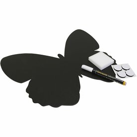 Outdoor Krijtbord Vlinder - Educatief Speelbord - 36x30x0,3 cm - 1 Stuk - Voor Creatieve Activiteiten, Schoolgebruik &amp; Kinderkamers - Geschikt Voor Herhaaldelijk Gebruik - Zwart