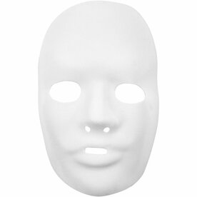 Wit kunststof masker &ndash; Volledig gezicht &ndash; 24x15,5 cm &ndash; 12 stuks