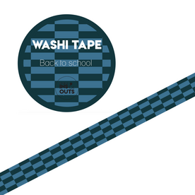 Brede washi tape 1,5cm | Decoratieve scrapbook &amp; journal tape | Blauwe hokjes tape | Back To School'25