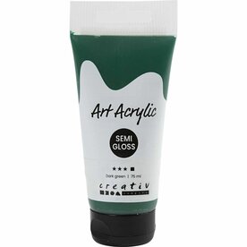 Acryl Verf, semi-glanzend, dekkend, donkergroen, 75 ml/ 1 fles