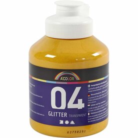 Glitterverf Geel | Acrylverf met glitters Warm Geel | Hobbyverf glitter | Waterbasis | 500 ml | 1 fles