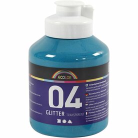 Glitterverf Turquoise | Acrylverf met glitters Turquoise | Hobbyverf glitter | Waterbasis | 500 ml | 1 fles