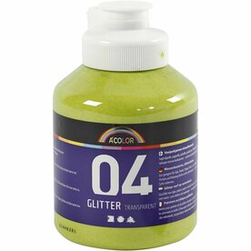 Glitterverf Groen | Acrylverf met glitters Lime Groen | Hobbyverf glitter | Waterbasis | 500 ml | 1 fles