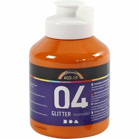 Glitterverf Oranje | Acrylverf met glitters Oranje | Hobbyverf glitter | Waterbasis | 500 ml | 1 fles