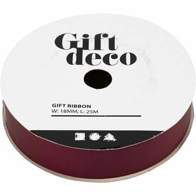 Cadeaulint rood | Geschenklint | Inpaklint | Rood cadeaulint mat | 18 mm | 25 Meter