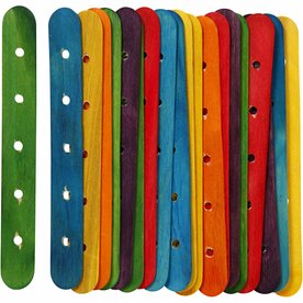 Constructiestokjes, L: 15 cm, B: 1,8 cm, gatgrootte 4 mm, diverse kleuren, 20 div/ 1 doos