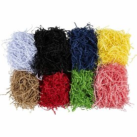 Crinkle papier, L: 25-30 cm, B: 3 mm, diverse kleuren, 8x50 gr/ 1 doos