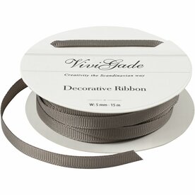 Decoratie lint, B: 6 mm, grijs, 15 m/ 1 rol