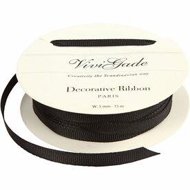 Decoratie lint, B: 6 mm, zwart, 15 m/ 1 rol