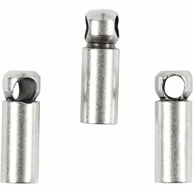 Eindkapje | Verzilverd | Met oog | Voor koord/ketting 2 mm | L 8 mm x d 2 mm | 10 stuks