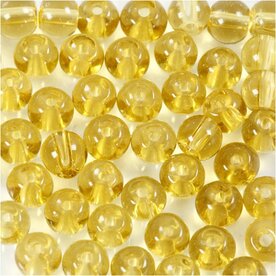 Glas kralen, d 4 mm, gatgrootte 1 mm, geel, 45 stuk/ 1 doos