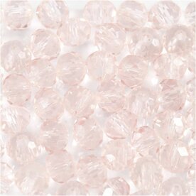 Glas kralen, d 4 mm, gatgrootte 1 mm, lichtroze, 45 stuk/ 1 doos