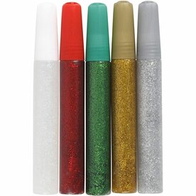 Glitterlijm, diverse kleuren, 5x10 ml/ 1 doos