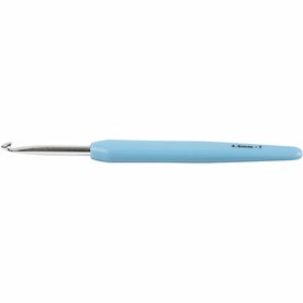 Haaknaald | Ergonomische haaknaald | Softgrip haaknaald | Aluminium haaknaald | 4,5 mm | Lichtblauw