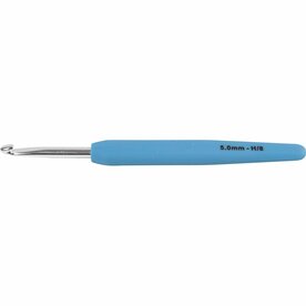 Haaknaald | Ergonomische haaknaald | Softgrip haaknaald | Aluminium haaknaald | 5 mm | Blauw