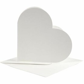 Hartvormige Kaarten, afmeting kaart 12,5x12,5 cm, afmeting envelop 13,5x13,5 cm, off-white, 10 set/ 1 doos