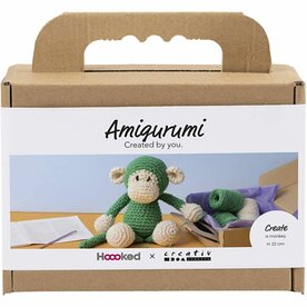 Hobbyset Amigurumi, Aap, groen, off white, 1 doos