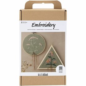 Hobbyset Borduren | Borduurwerk pakket | Borduurframe | Dusty groen | Wandhangers borduren