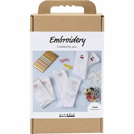 Hobbyset Borduurwerk, sokken, wit, 1 doos