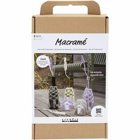 Macram&eacute; set glasdecoratie | Hobbyset macrame | DIY pakket | Macram&eacute; windlichten en vazen maken | 1 Doos