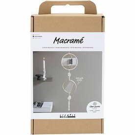 Macram&eacute; set mobiel | Hobbyset macrame | DIY pakket | Macram&eacute; mobiel met bergkristal maken | 1 Doos