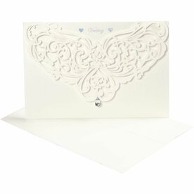 Kaart met Envelop, afmeting kaart 12x17,7 cm, afmeting envelop 18,x12,5 cm, 230 gr, off-white, 5 set/ 1 doos