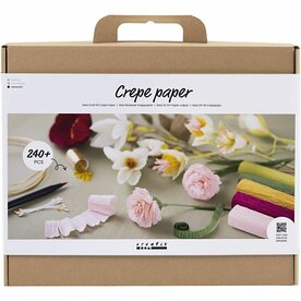 Maxi Hobbyset Cr&ecirc;pepapier, Bloemen, Cr&ecirc;pe-verhouding: 180%, 105 gr, 1 doos
