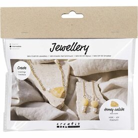 Hobbyset sieraden maken | Honingcalciet ketting maken | Oorbellen maken | Sieraden maken hobbypakket | Mini Creative Set Jewellery