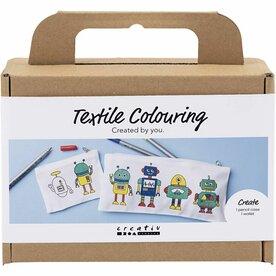 Mini Hobbyset Textiel Decoreren, Robot, primair kleuren, 1 doos