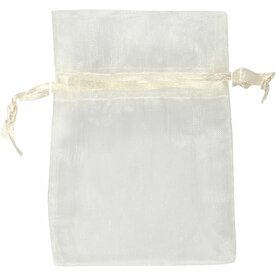 Organza zakjes, afm 7x10 cm, off-white, 10 stuk/ 1 doos