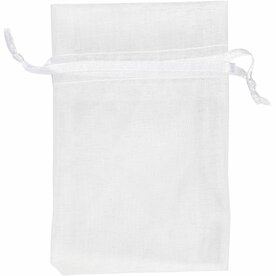 Organza zakjes, afm 7x10 cm, wit, 10 stuk/ 1 doos