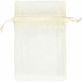Organza zakjes, afm 7x10 cm, off-white, 10 stuk/ 1 doos