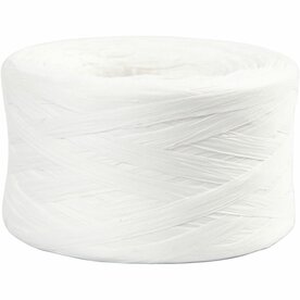 Papier Raffia Garen, B: 7-8 mm, wit, 100 m/ 1 rol