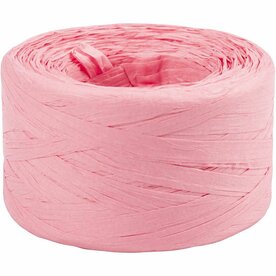 Papier Raffia Garen, B: 7-8 mm, lichtroze, 100 m/ 1 rol