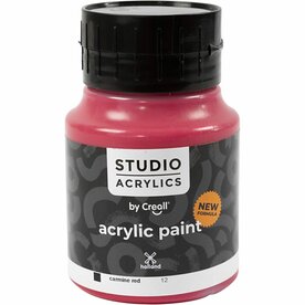 Acrylverf Carmine Red Rood (#12) | Hobbyverf | Rode Acrylic Verf | Dekkend | 500 ml | 1 stuk
