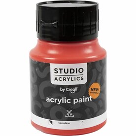Acrylverf Vermillion Rood (#10) | Hobbyverf | Rode Acrylic Verf | Semi-Dekkend | 500 ml | 1 stuk