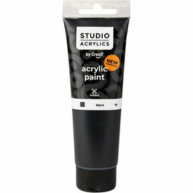 Acrylverf Black zwart (#99) | Hobbyverf | Zwarte acrylic verf | Dekkend | 120 ml | 1 fles