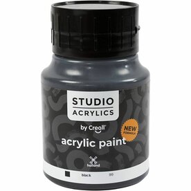 Acrylverf Zwart (#99) | Hobbyverf | Zwarte Acrylic Verf | Dekkend | 500 ml | 1 stuk